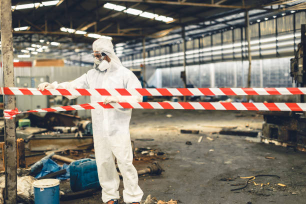 Professional Biohazard Cleanup technician working in Mcbrides, MI